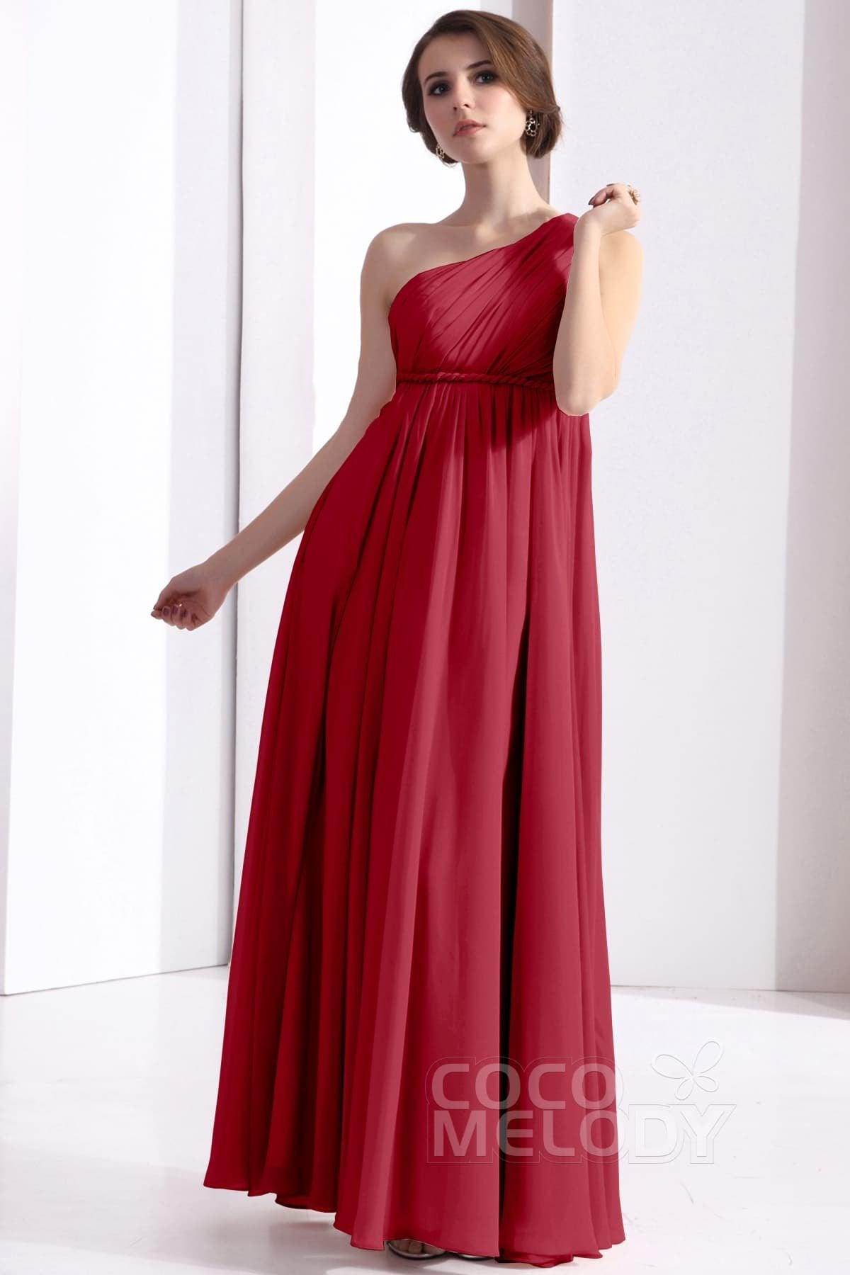 Sheath Floor Length Chiffon Bridesmaid Dress COSF1300D - COCOMELODY